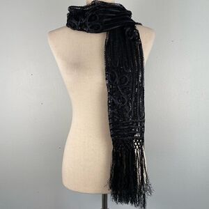 Chicos Black Silk Scarf EUC